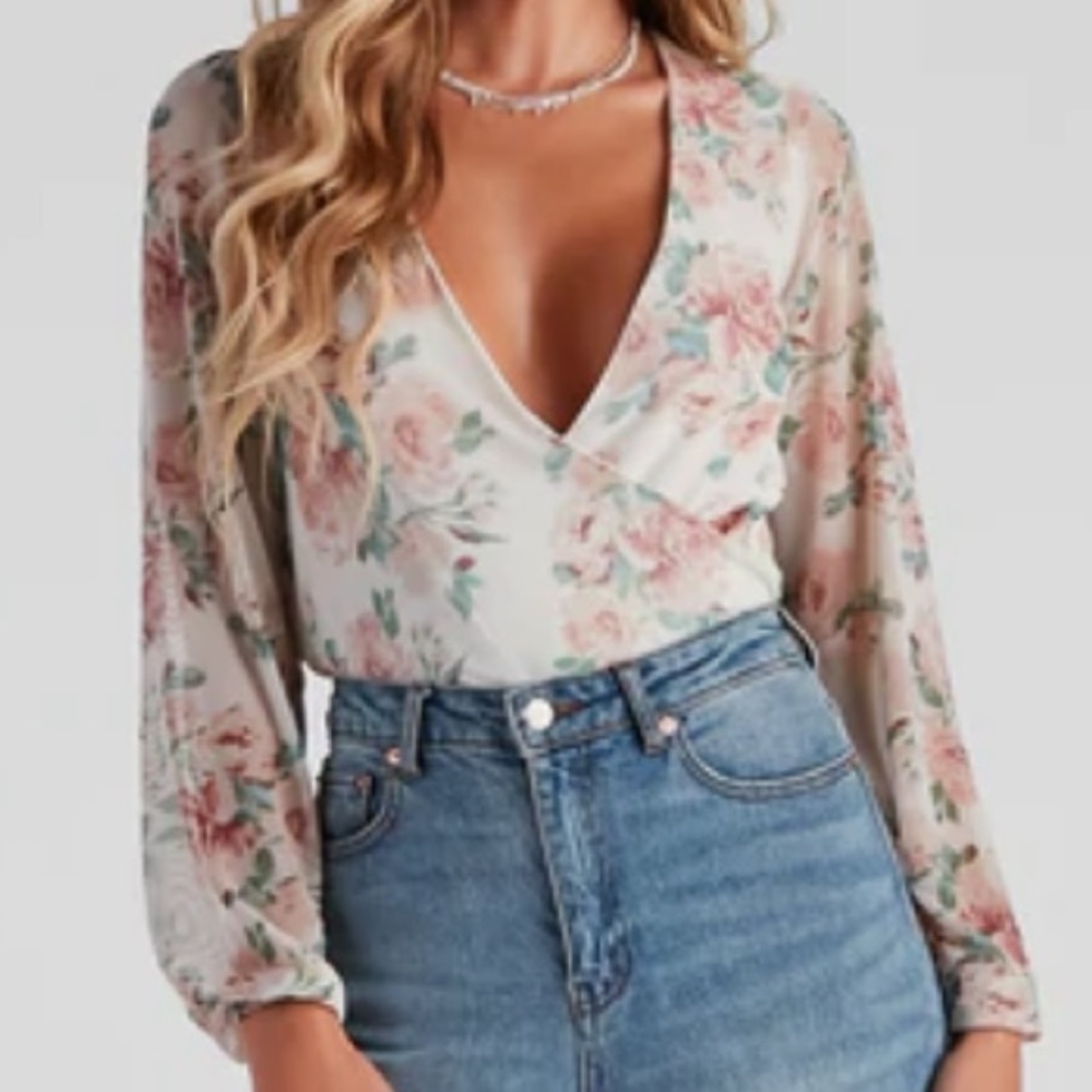 Pick Me Floral Surplice Top